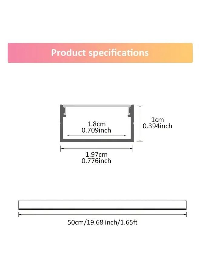 6 قطع نظام قناة LED بطول 0.5 متر، غطاء أبيض حليبي، هيكل ألومنيوم فضي - Image 3